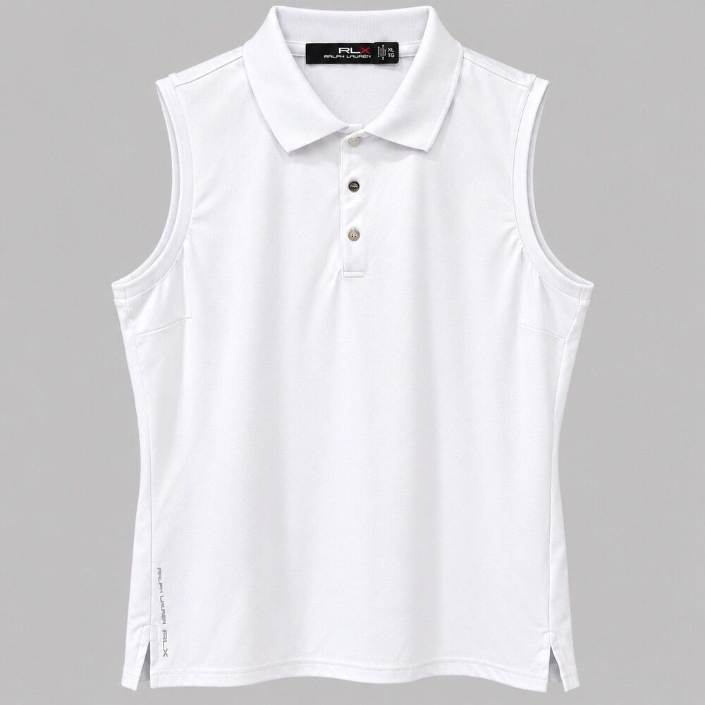 RLX Ralph Lauren Women XL White Sleeveless Golf Polo Performance Stretch Shirt